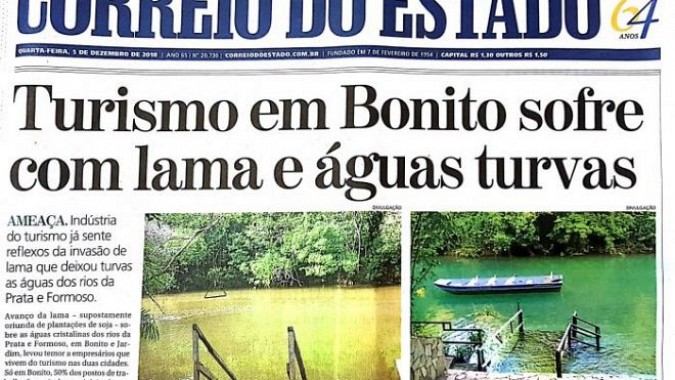 Situação das águas de Bonito e região são destaques no Jornal Correio do Estado